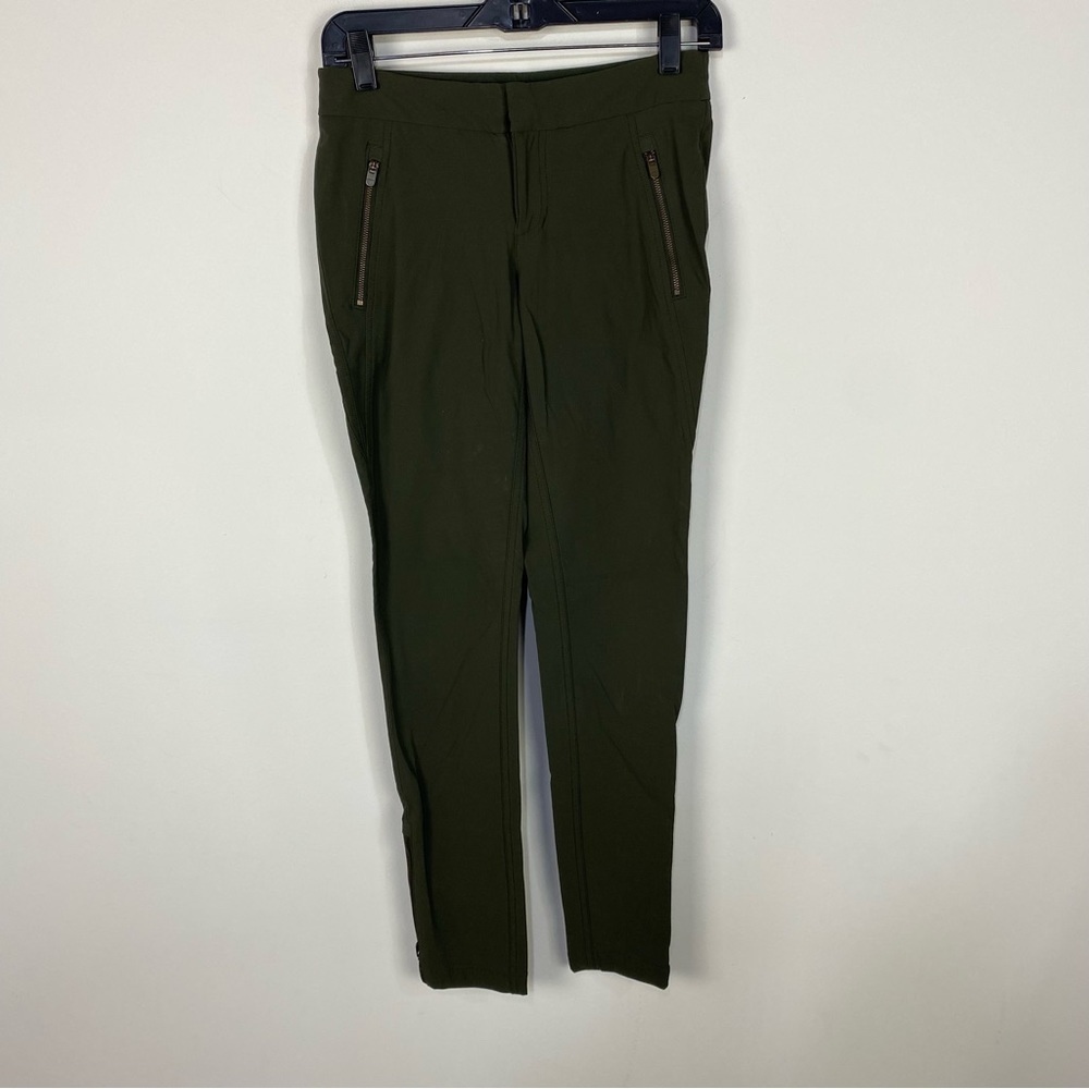 Athleta olive green gold zipper ankle & cropped trousers pants